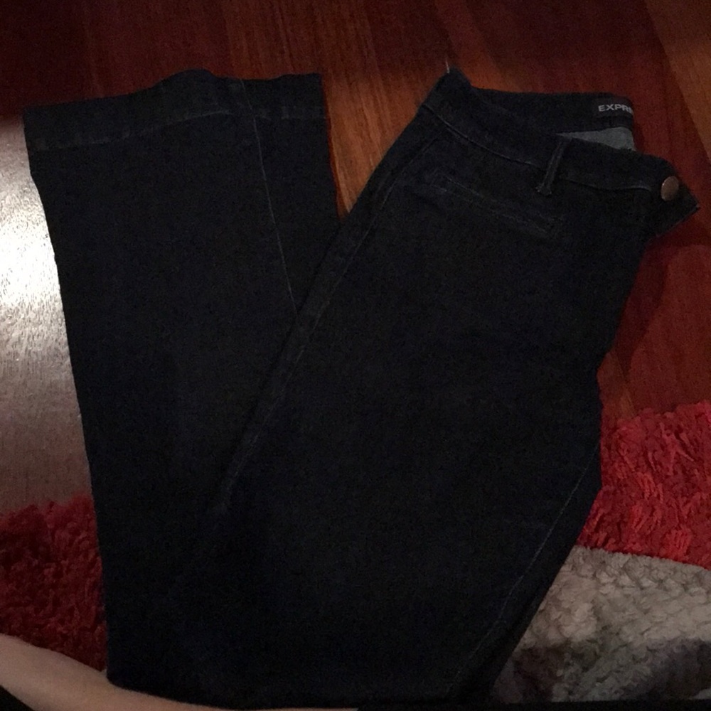 Express slim flare dark wash jeans
